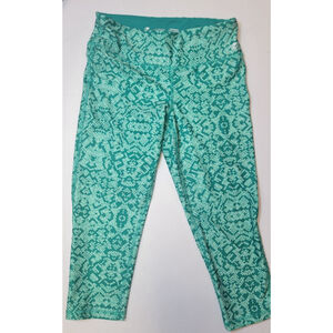 Energy Zone Teal and White Patterned Leggings - Size Small